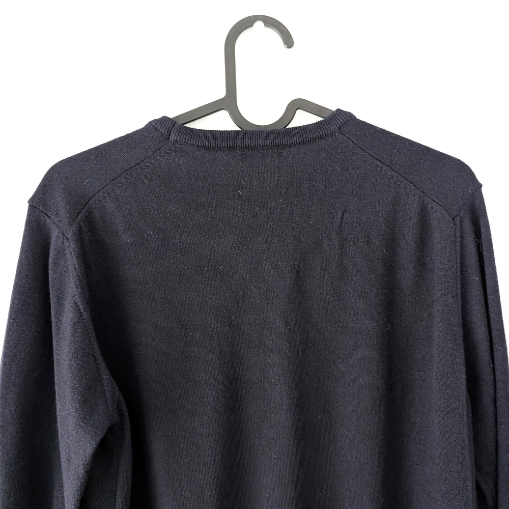 Zara Women's 100% Extra Fine Wool Classic Soft Navy Crewneck Sweater Small (38) - Picture 6 of 6